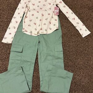 btween Mint Green Cargo Pants and Shirt Set